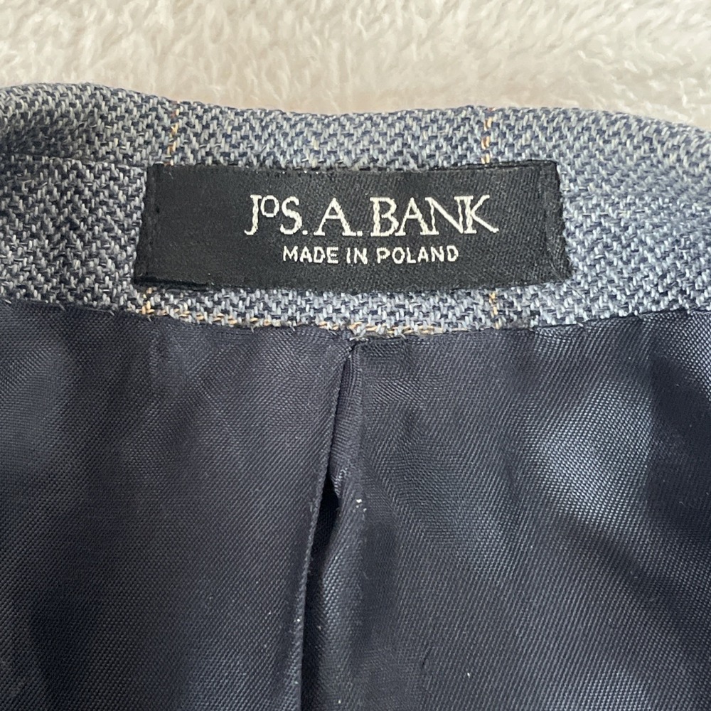 Jos A Bank Blue Glen Plaid Windowpane Silk Linen Sport Coat Tailored Fit 44 Long - Picture 3 of 5